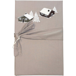Embroidered pillowcase Au coeur de la vallée taupe
