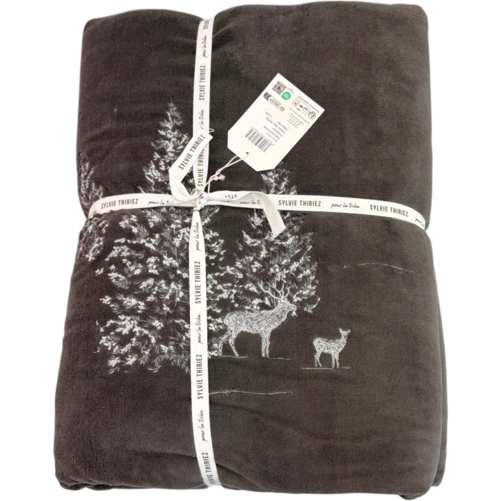 Embroidered fleece throw Trésor des forêts