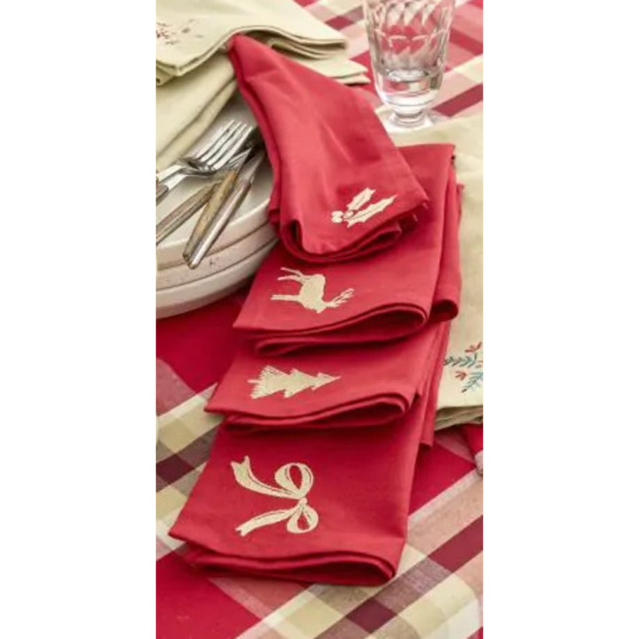 Set di 4 tovaglioli ricamati Réveillon