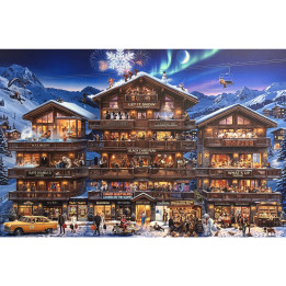 Celebrities skiing on dibond