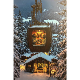 Festive bears in the gondola lift on dibond