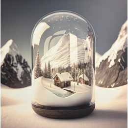 Winter landscape under a dome on dibond