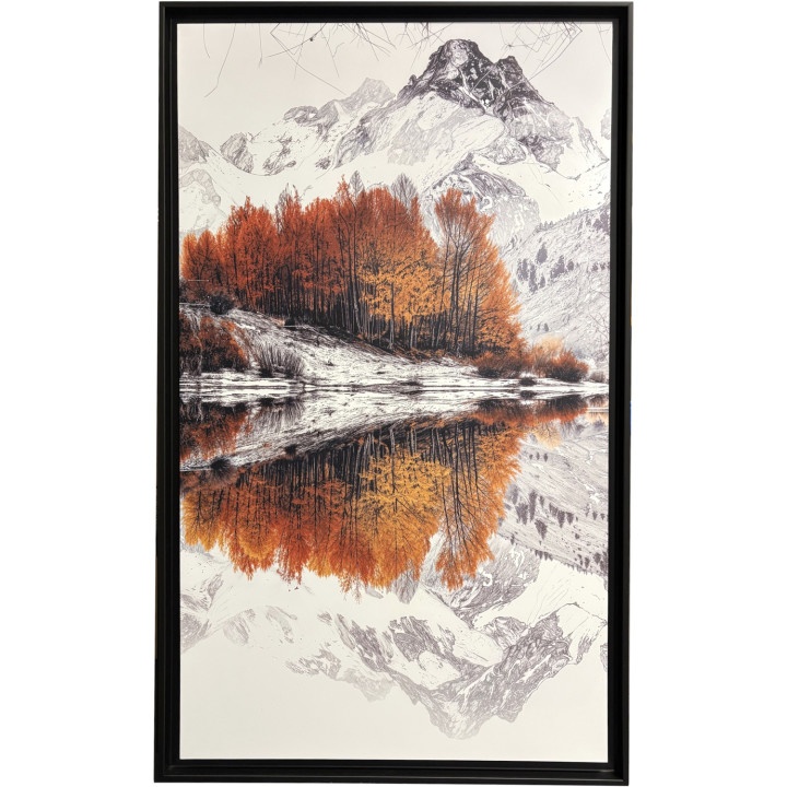Mountain autumn forest dibond+black frame