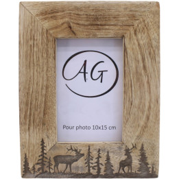 Mango wood photo frame with deer/forest design