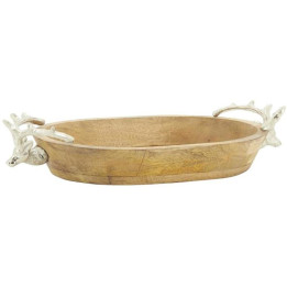Long mango wood deer bowl
