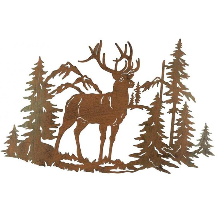 Déco murale cerf montagnes
