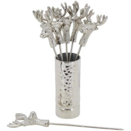 Set of 6 aluminium deer picks