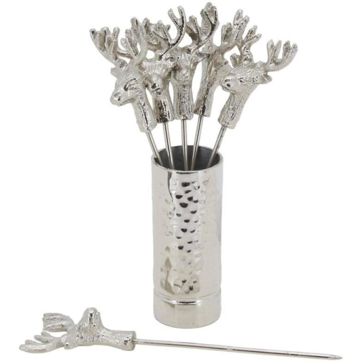 Set of 6 aluminium deer picks