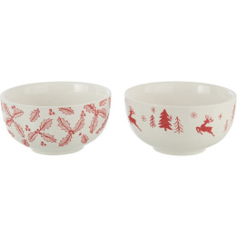 Lot de 2 bols dolomite motifs hiver