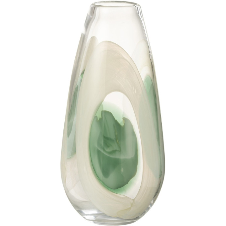 Decorative vase with green and white pattern