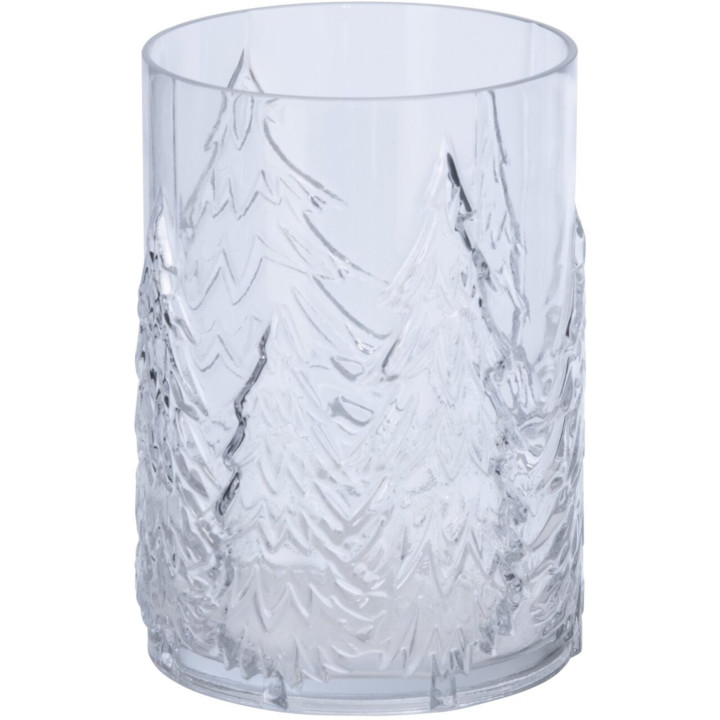 Glass candle holder with fir trees