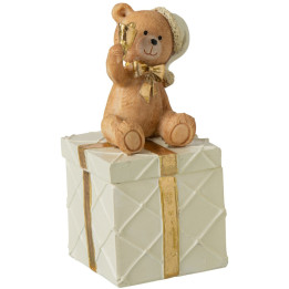 Small box with teddy bear and bell