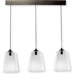 Black metal bar 3 lamp glass shade diane - 22x25 | Abat jour aurore