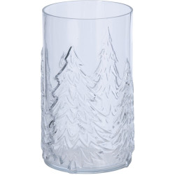Glass candle holder with fir trees - 16x27.5