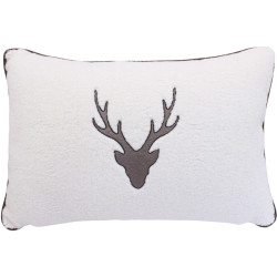 Deer head boucle cushion - Blanc/beige