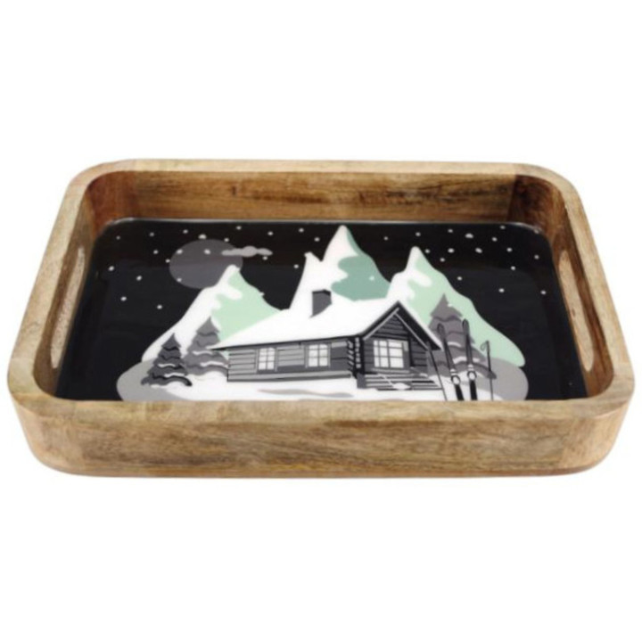 Plateau chalet fond noir