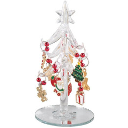 Small glass fir tree with decorations