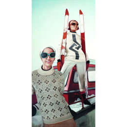Stretched Canvas Vintage Female Skiers