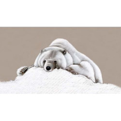 Toile sur chassis ours polaire tête dans la neige - 60x30