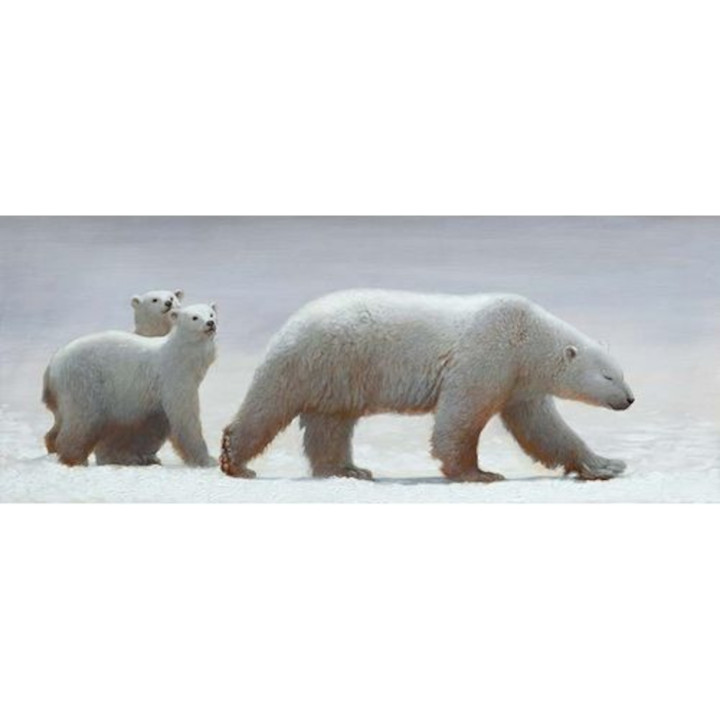 Tela su telaio madre orsa polare e 2 cuccioli