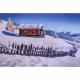 Chalet d'alpage sous la neige sur dibond