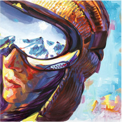Toile sur chassis skieuse masque - 40x40