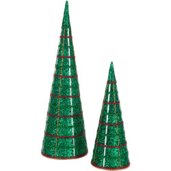 Set de 2 sapins cônes déco - Vert