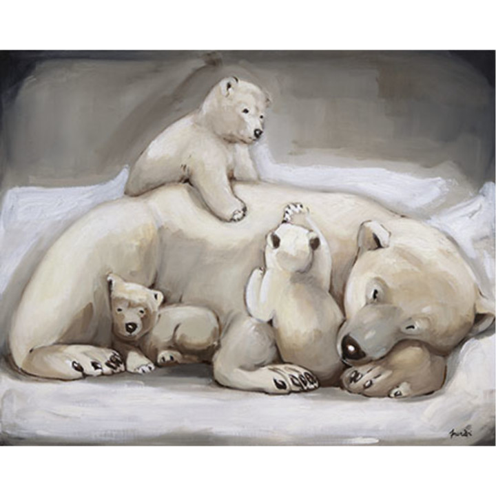 Canvas on frame bear mother and cubs