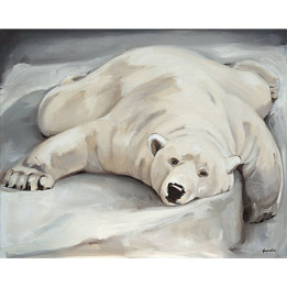 Tela su telaio mamma orso bianco sdraiata