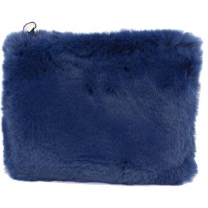 Trousse fausse fourrure bleu