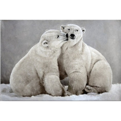 Toile sur chassis couple ours blanc - 40x60