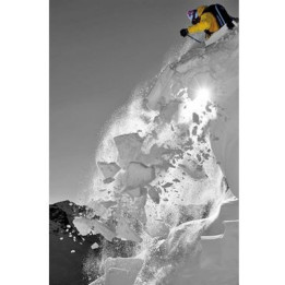 Yellow skier plexiglass photo