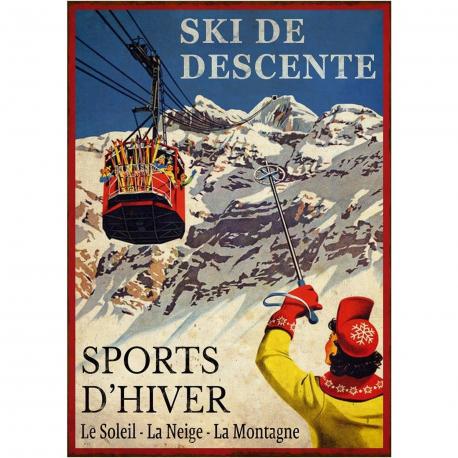 Plaque ski de descente téléphérique