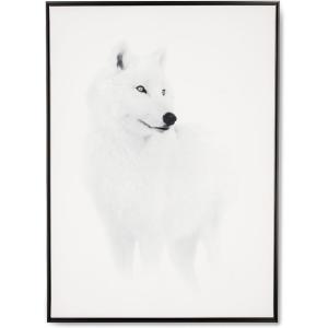 Tableau loup blanc avec encadrement noir