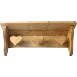 Heart coat rack 3 hooks + shelf