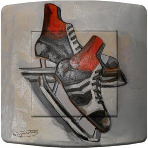 Interrupteur décoré peinture patins à glace vintage