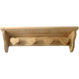 Heart-shaped 4-peg coat rack with shelf