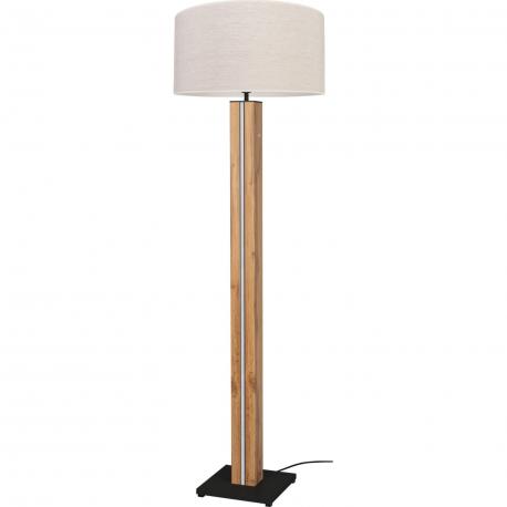 Lampadaire led pied bois cubique avec abat-jour