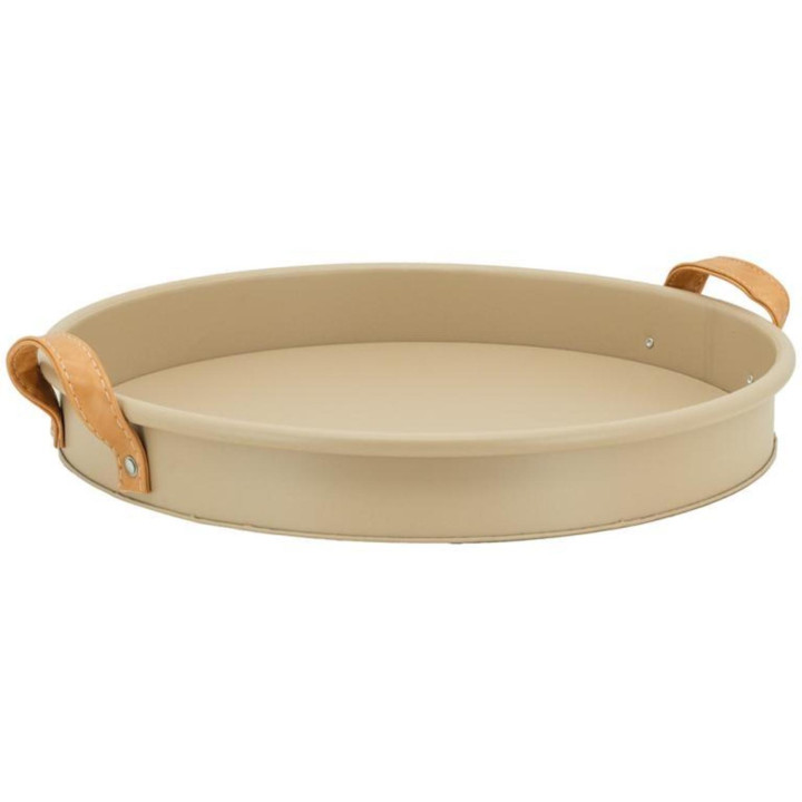 Round Beige Metal Tray