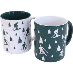 Set de 2 mugs assortis skieurs grès