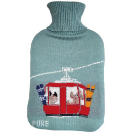 Cable car knitted hot water bottle