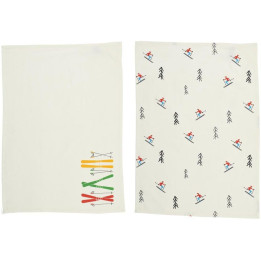 Set de 2 torchons skieurs/skis
