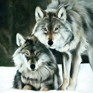 Toile sur chassis 2 loups au repos