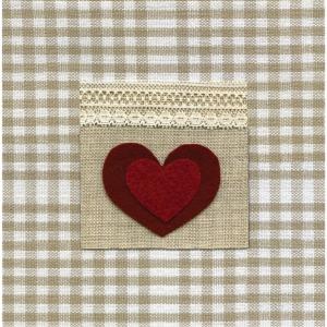 Interrupteur décoré coeur vichy beige