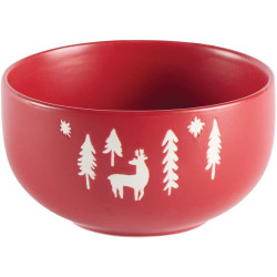 Bol motif sapins et cerf - Grès rouge