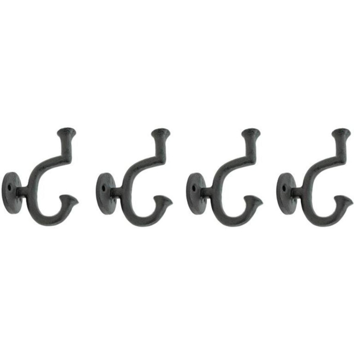 Set of 4 cast iron hooks