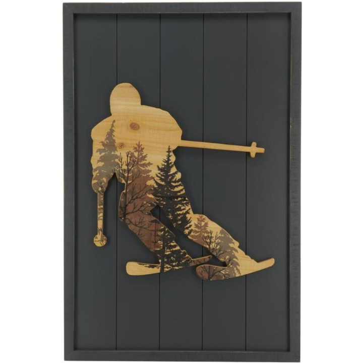 Wooden frame with skier