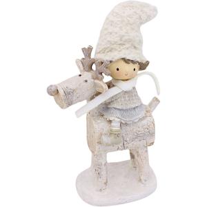 Bambina decorativa sulla sua renna