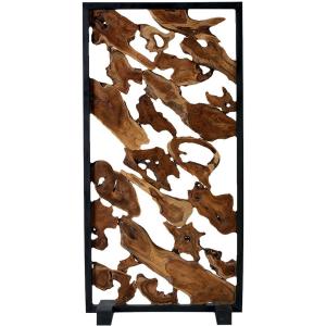 Separé in radice di teak con cornice nera