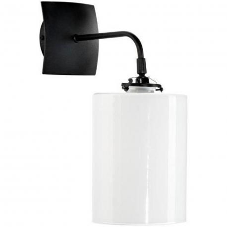 Applique in metallo nero Diane con paralume in vetro